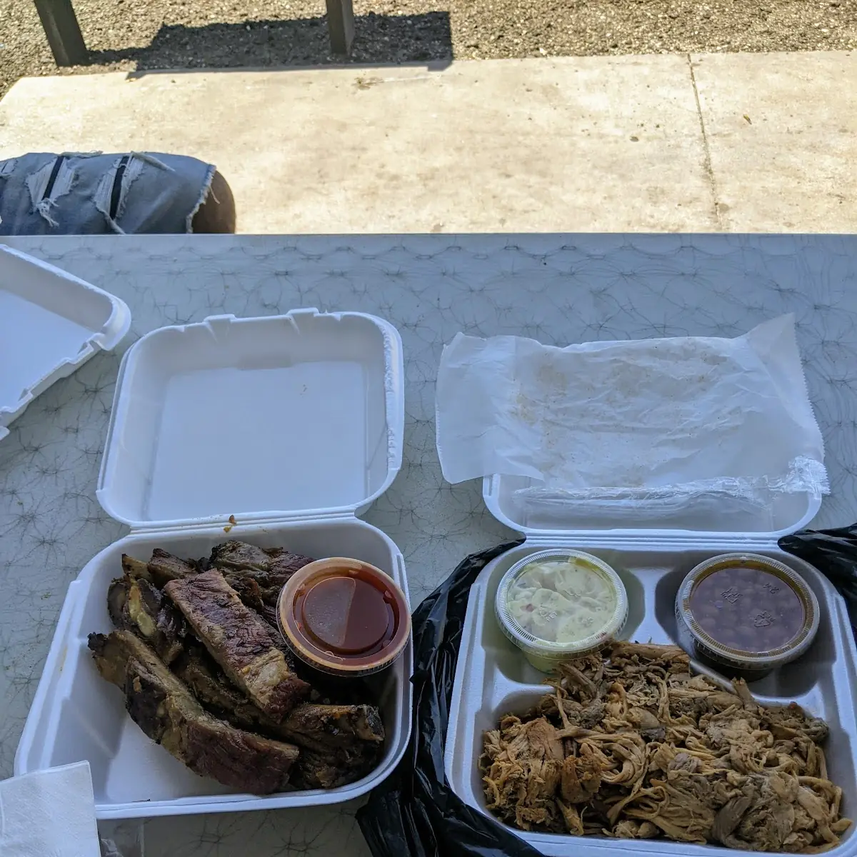 Pulled Pork Plate with Baked Beans and Potato Salad