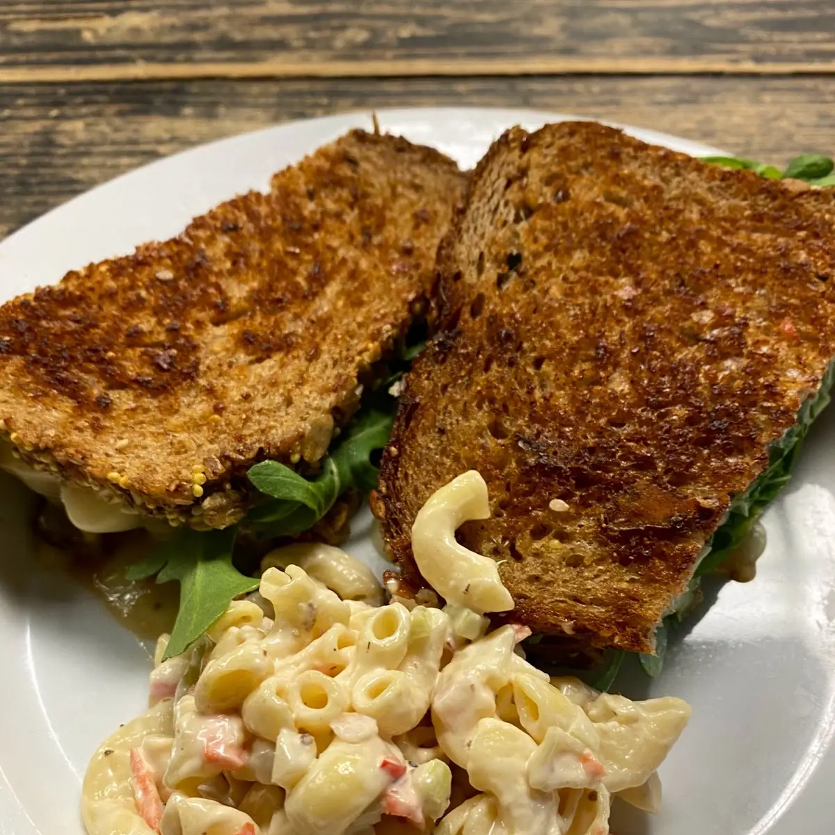 Grilled Cheese with Brie Arugula Fig Jam and Pear