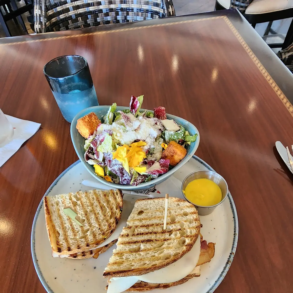 Club Sandwich with a Cesar Side Salad