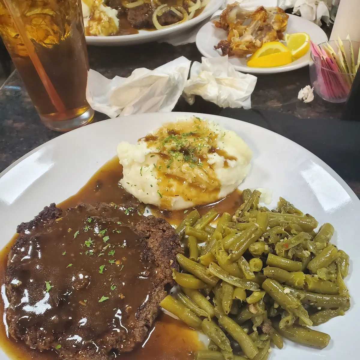 Hamburger Steak Mashed Potatoes Green Beans