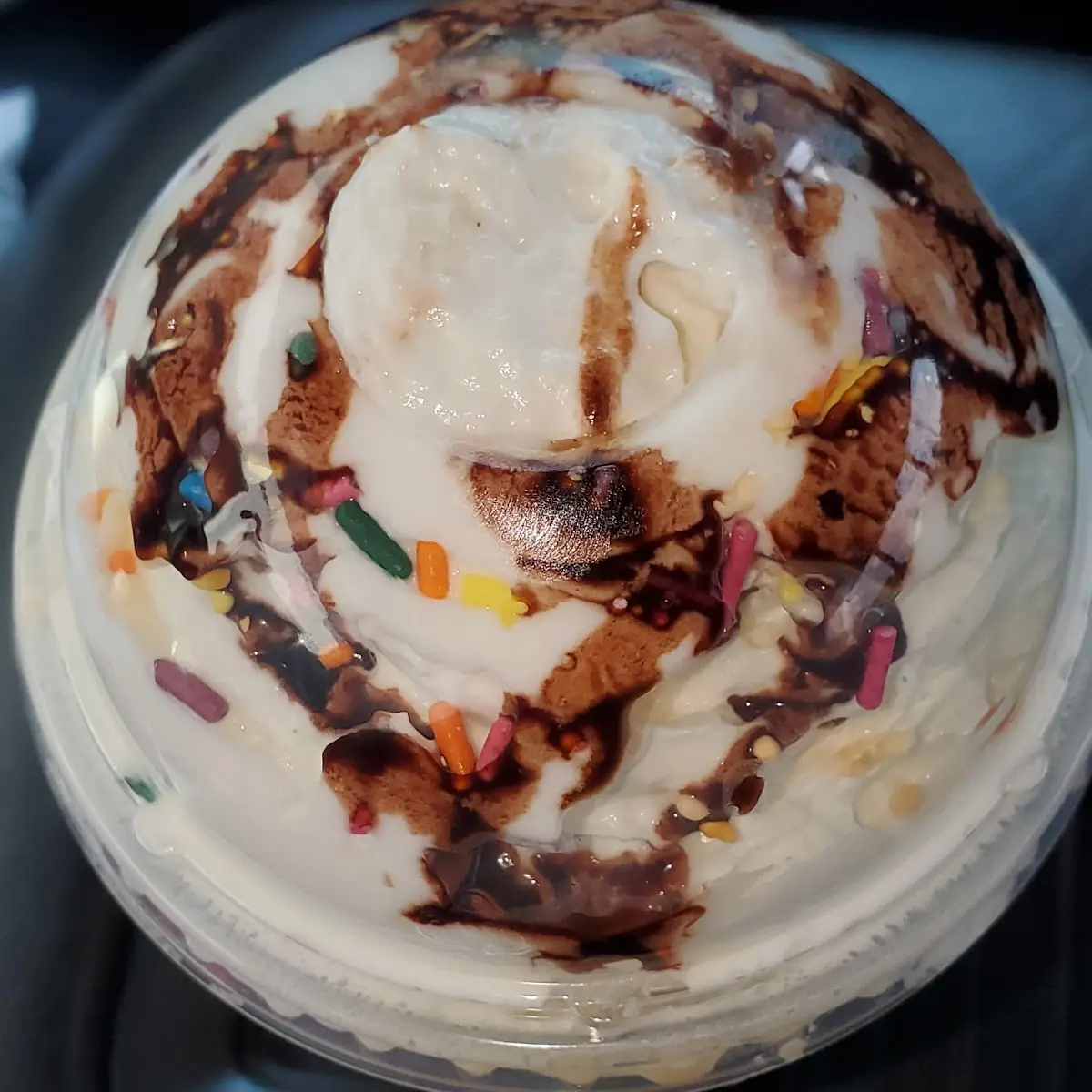 Cake Batter Iced Latte with Caramel Drizzl