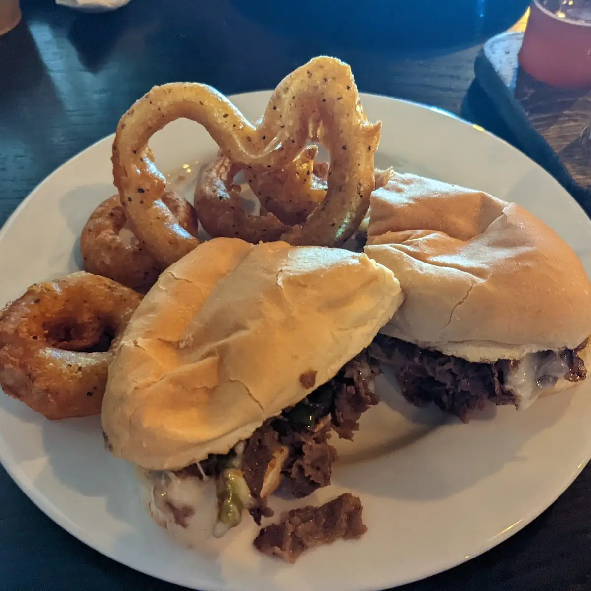 Philly Cheese Steak with Onion Rings
