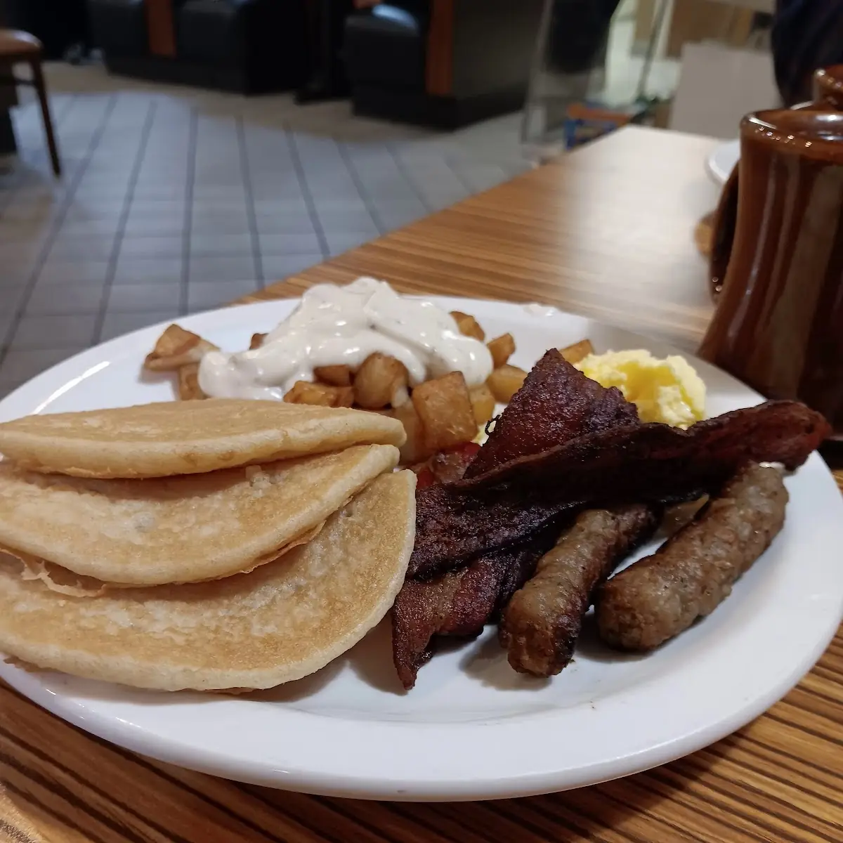 Pancakes Bacon Home Fries Gravy Bacon