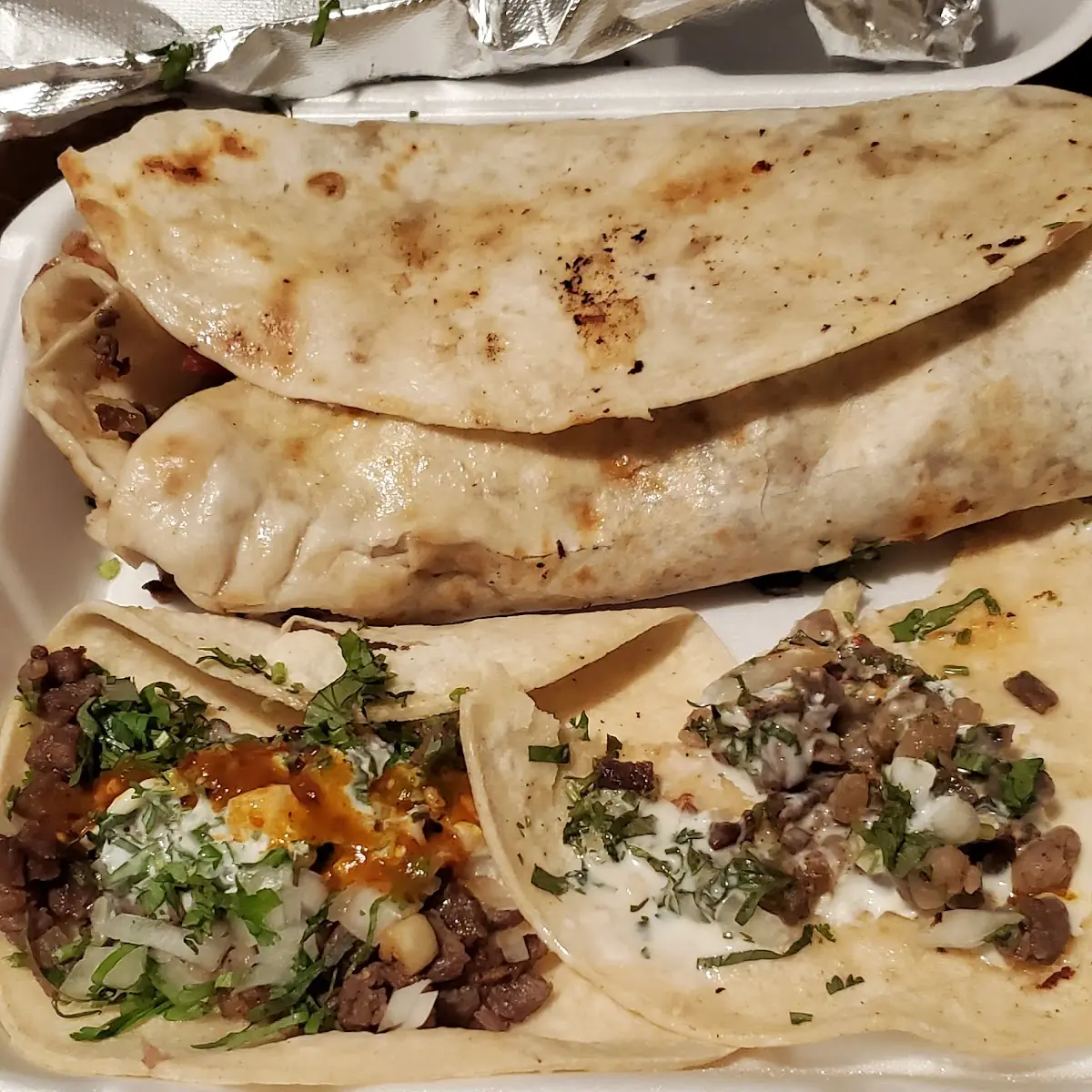 Carne Asada Taco and Burrito