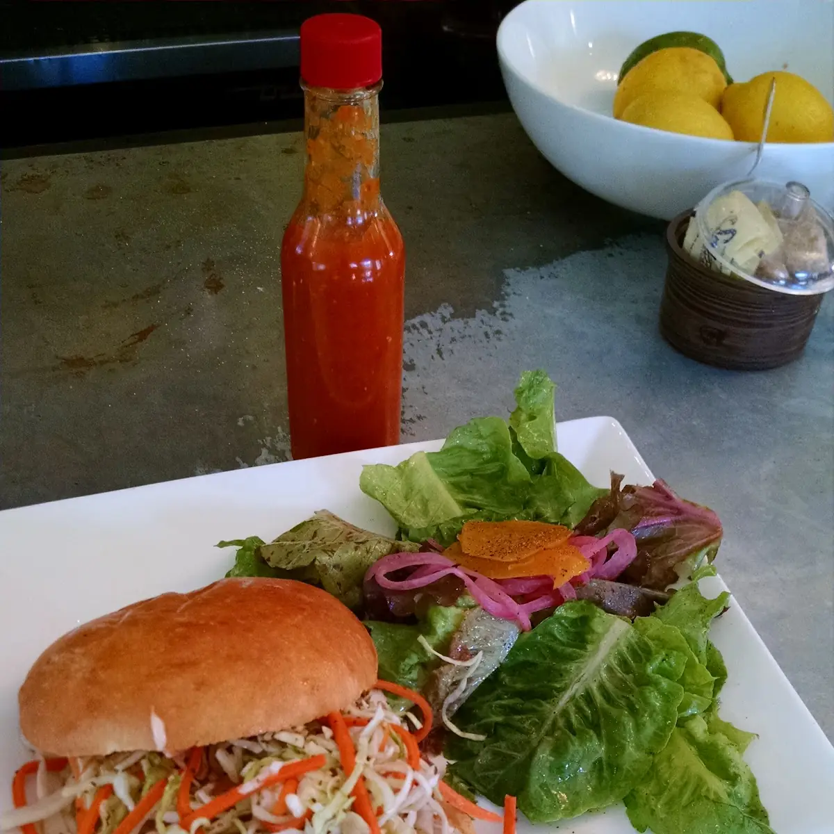 Fried Chicken Sandwich with Side Salad