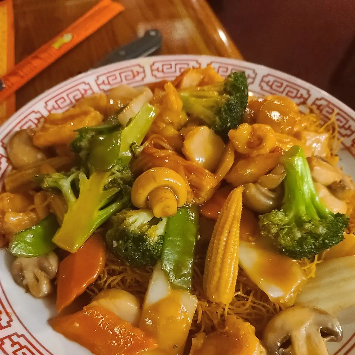 Pan Fried Noodles with Seafood