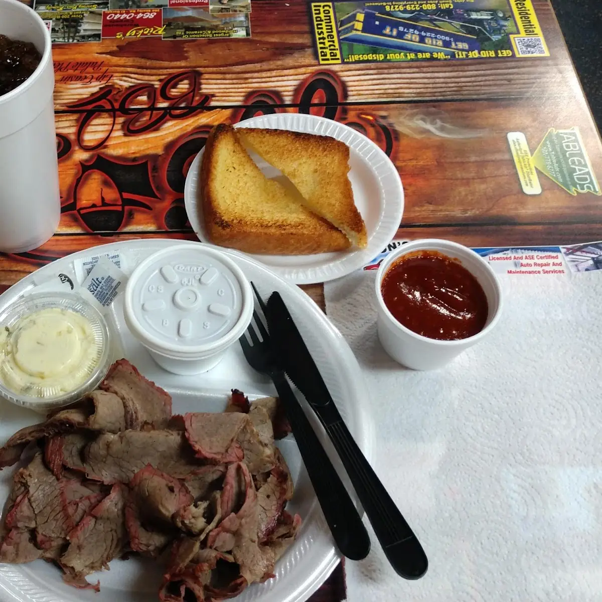 Brisket Platter with Potato Salad and BBQ Beans