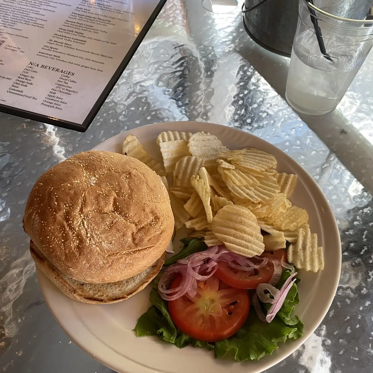 Veggie Burger and Chips