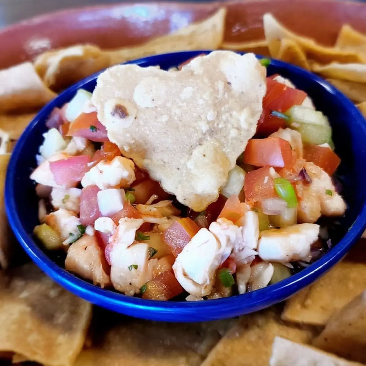 Crispy Tortilla Chips and Ceviche Appetizer