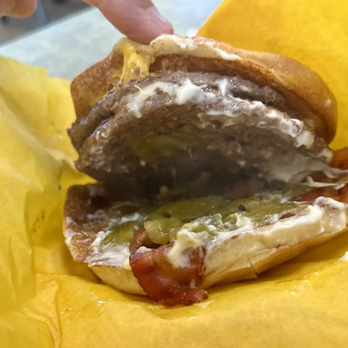 Green Chile Bacon Burger