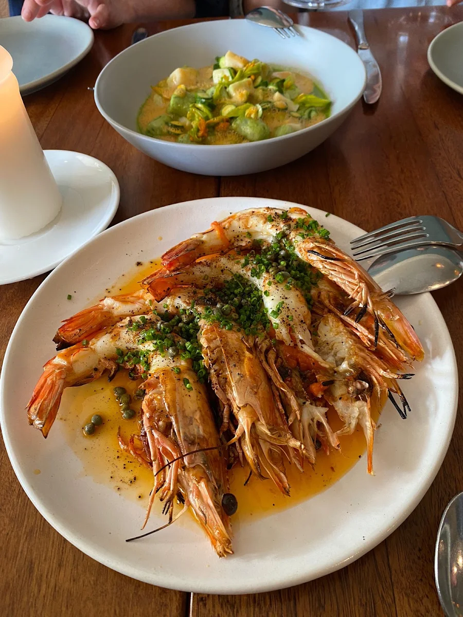 BBQ King Prawns Prawn Butter and Capers