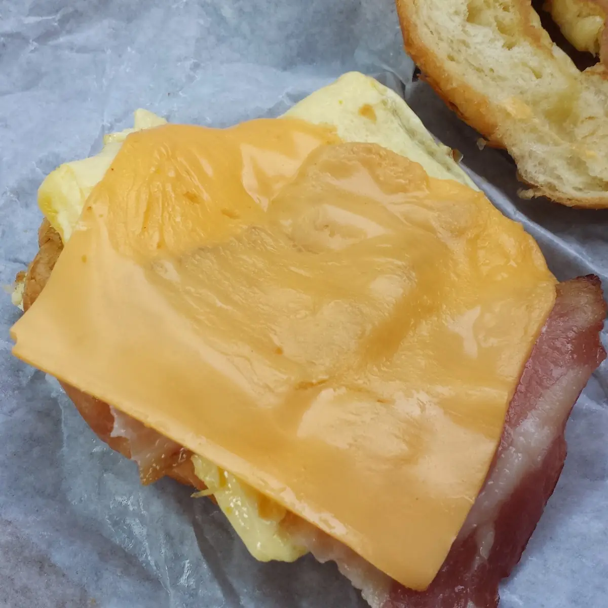 Croissant Breakfast Sandwich Bacon Egg and Cheese