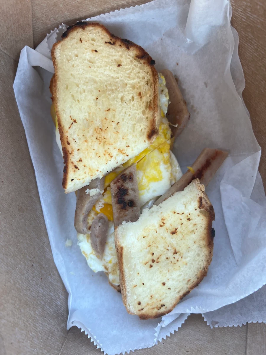 Chicken Apple Sausage Egg Cheese Breakfast Sandwich