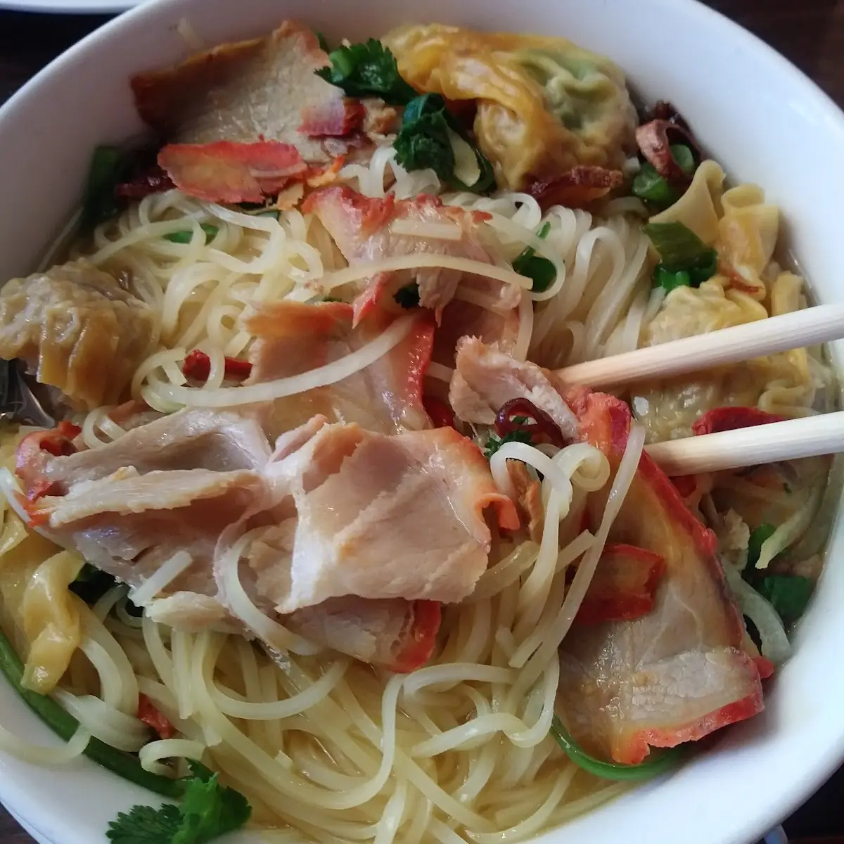 BBQ Pork & Dumpling Noodle Soup