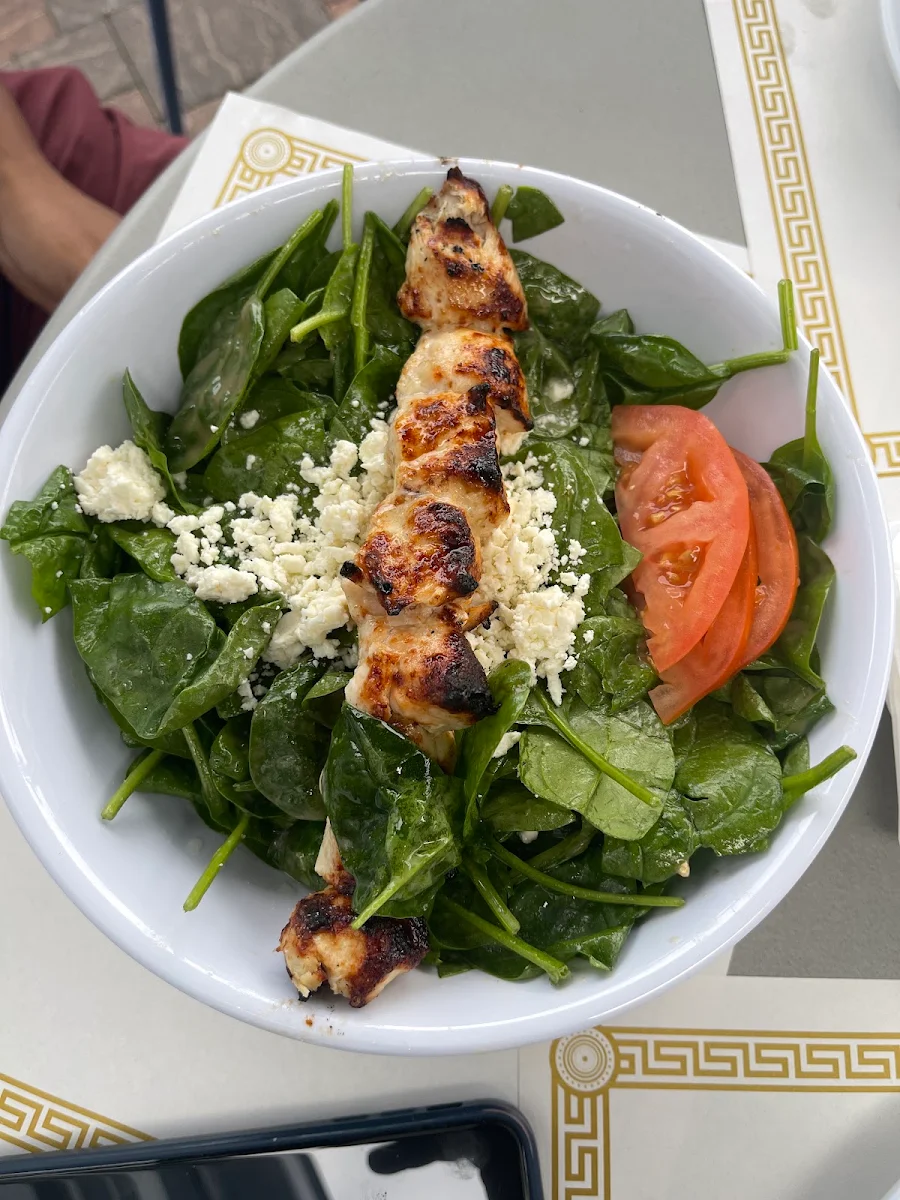 Spinach Salad with Chicken Skewer