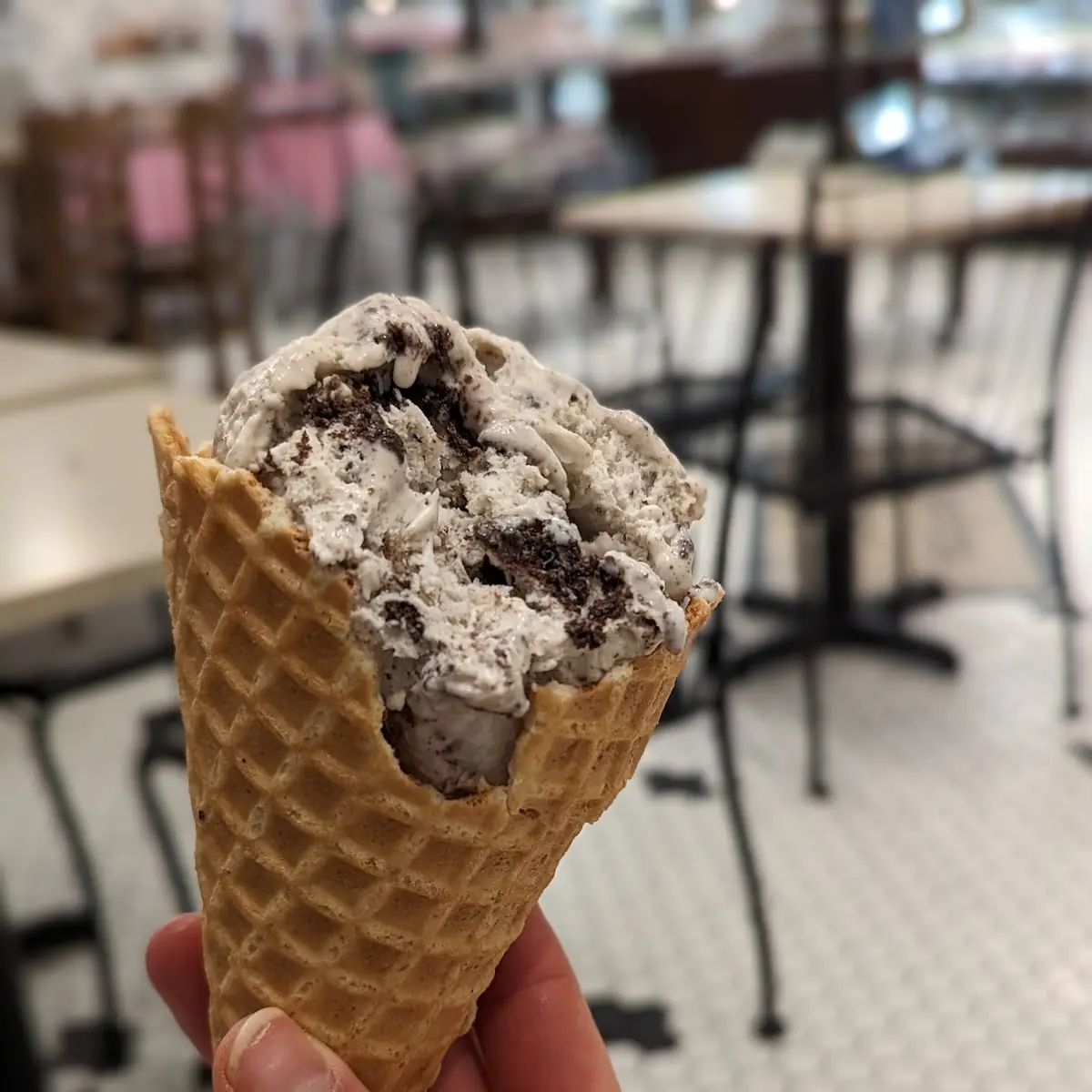 Oreo Ice Cream in Waffle Cone