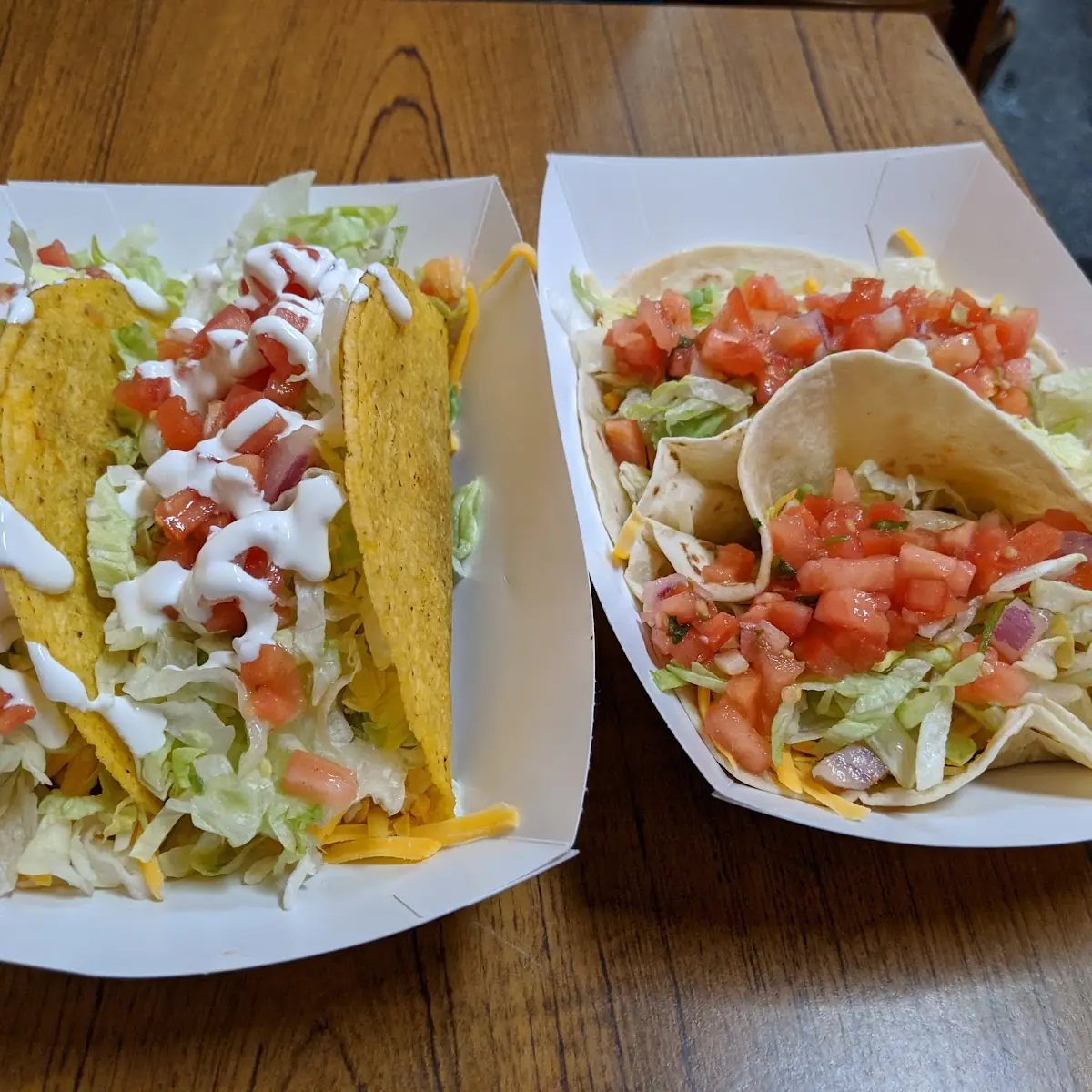 Chicken Hardshell Tacos and Grilled Steak Tacos