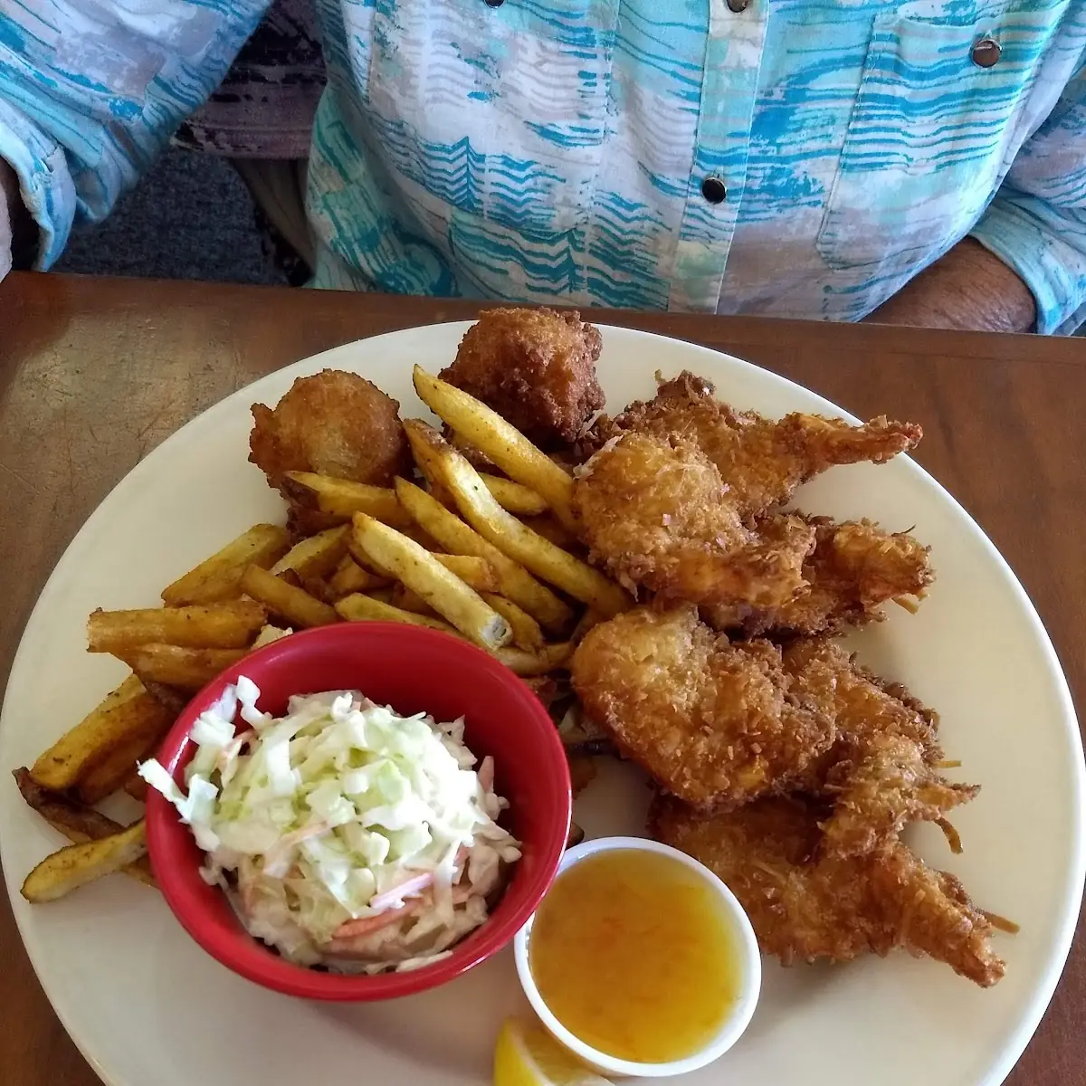 Fish and Chips Plus Coconut Shrimp