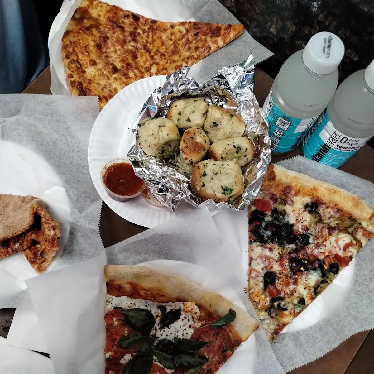 Bread Knots and Veggie Pizza