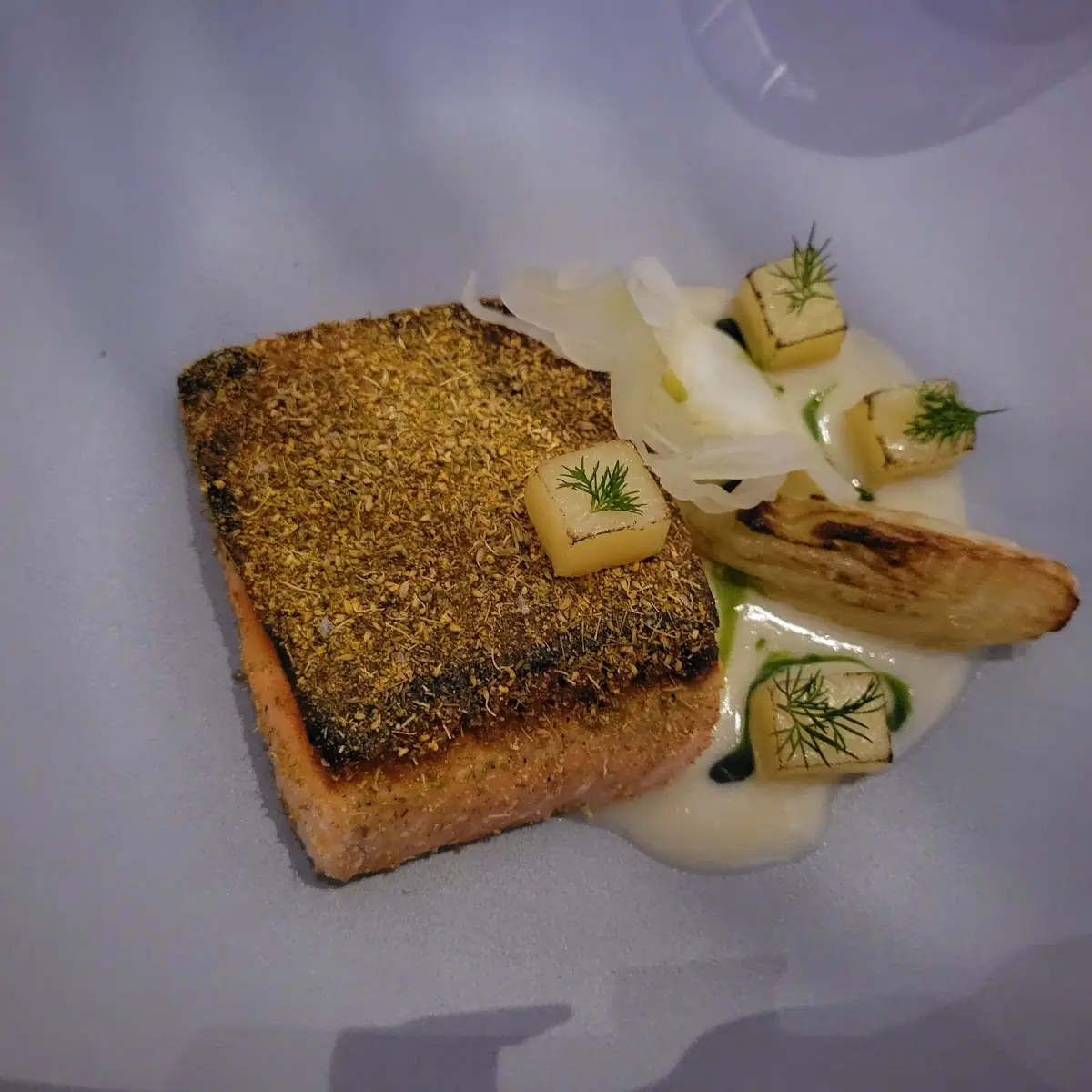 Fennel Dill & Pollen Crusted Ora King Salmon