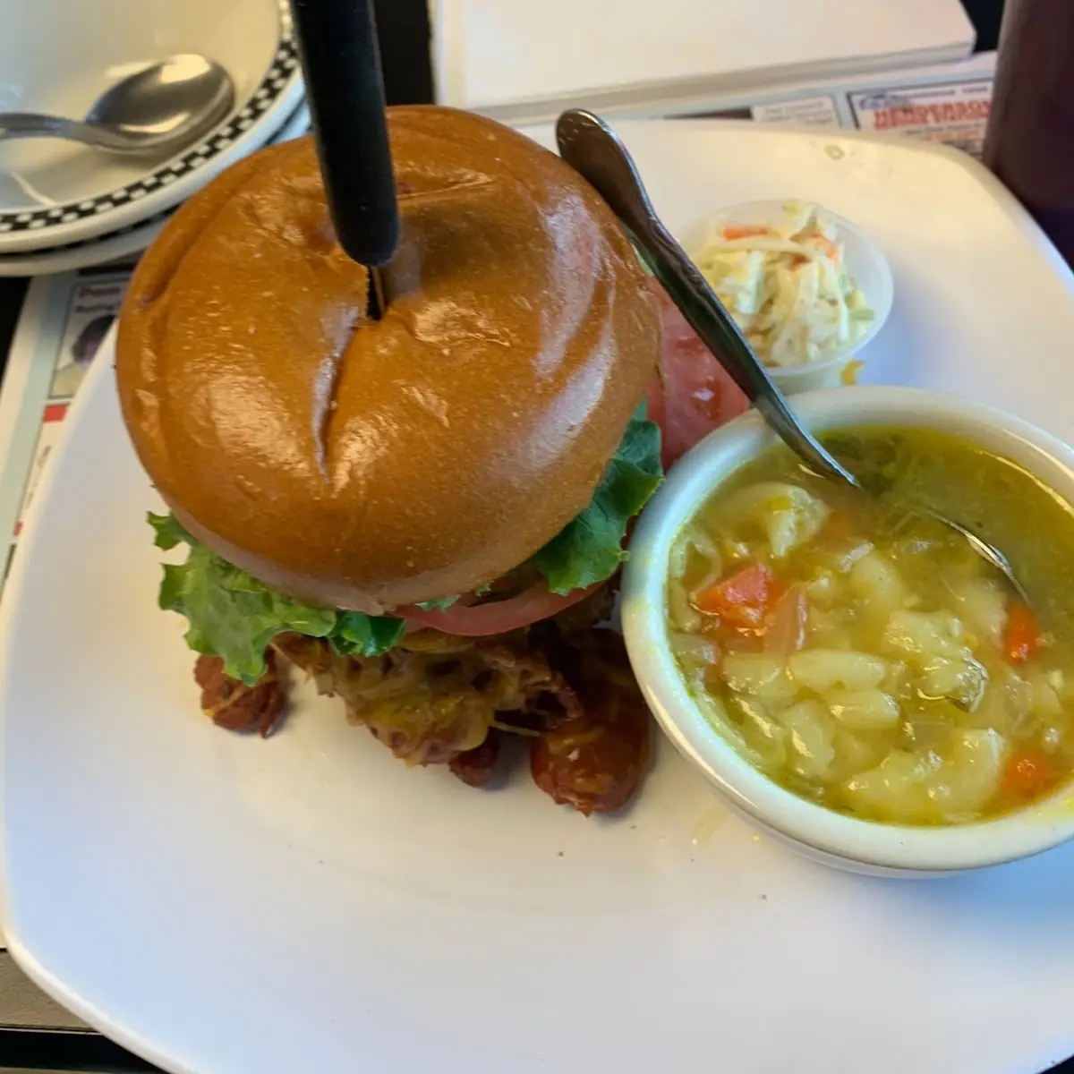 Bacon Cheeseburger and Chicken Noodle Soup