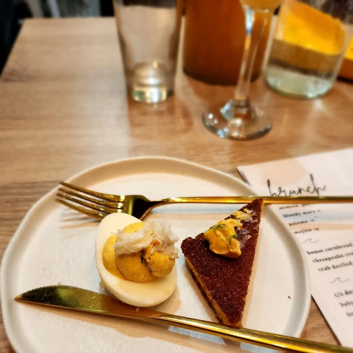 House Cornbread & Crab Deviled Eggs