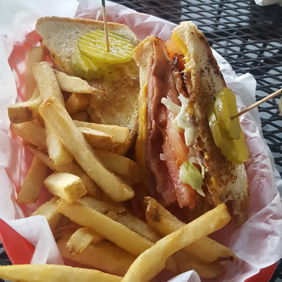 Ham Bacon and Cheese on Grilled Texas Toast