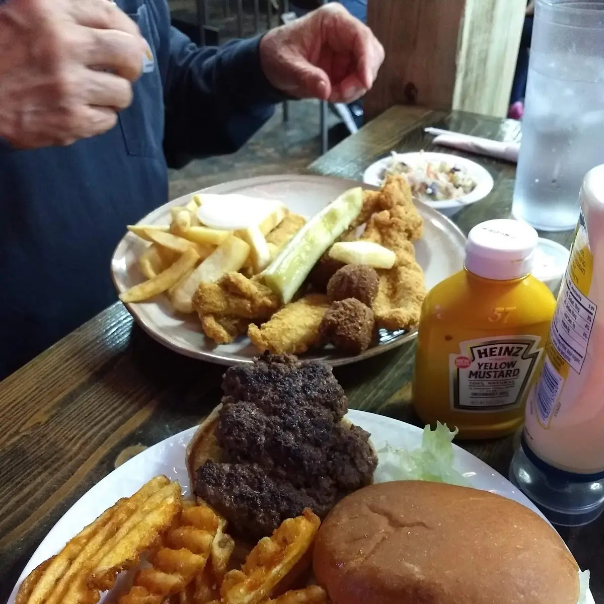 Hamburger and Waffle Fries