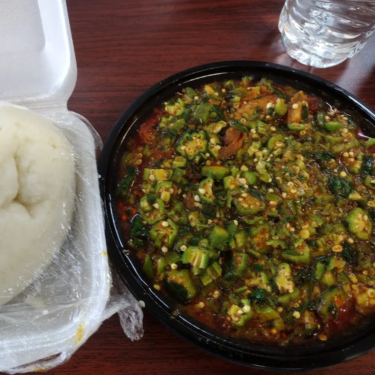 Okra Soup and Pounded Yam