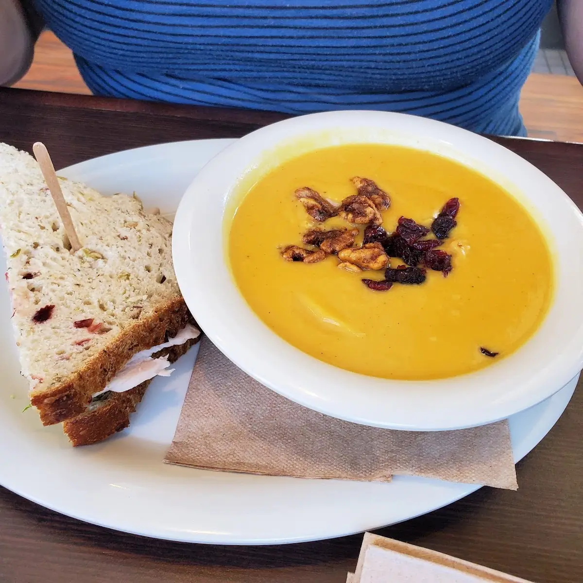 Squash Soup N Turkey Bacon Club