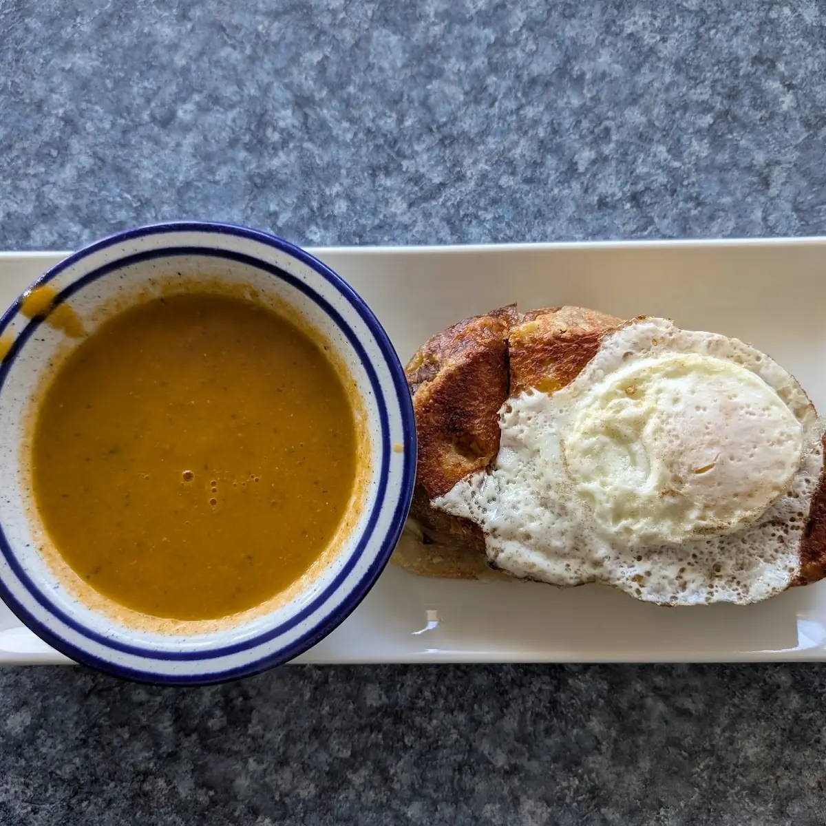Croque Madame with Tomato Basil Soup