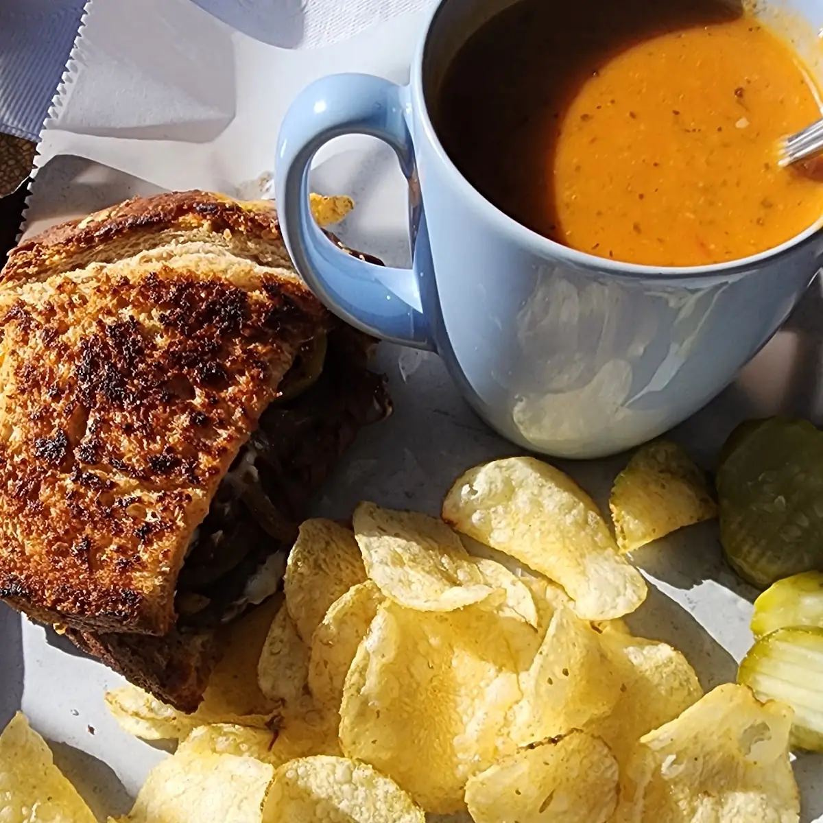 Beef Half Sandwich and Tomato Soup