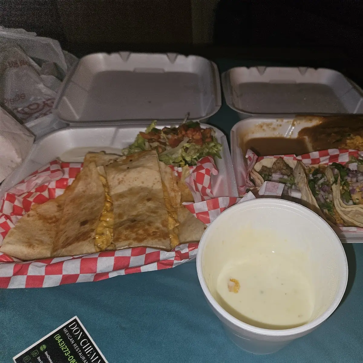 Christmas Chicken Quesadilla in Queso Dip