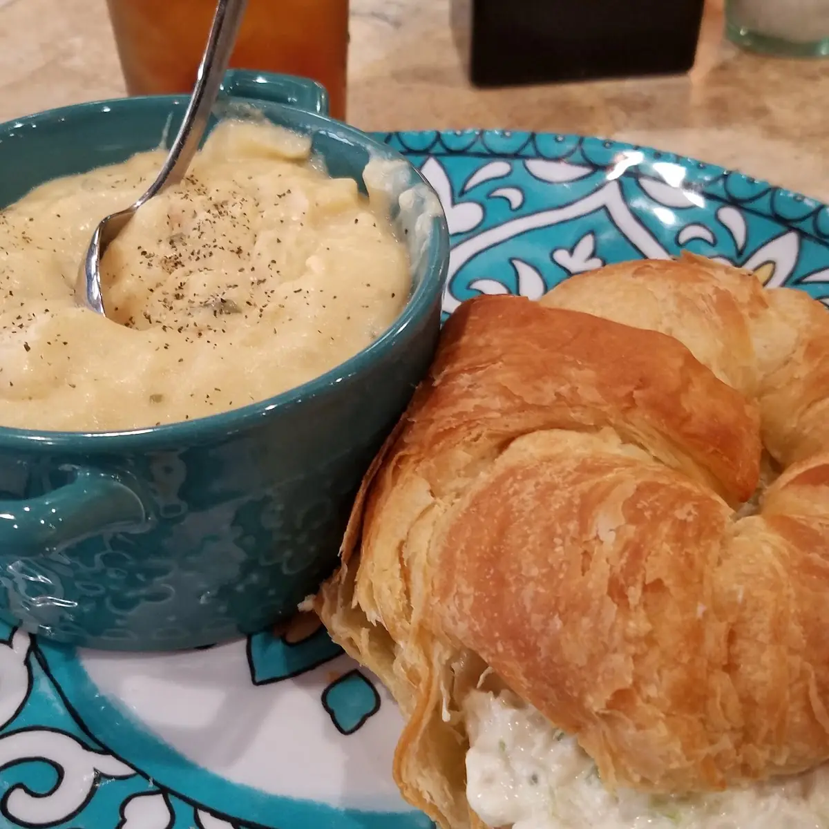 Potato Soup and Chicken Salad