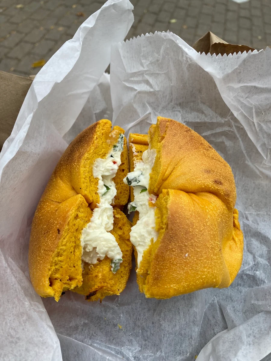 Egg Bagel with Sun Dried Tomato Spread