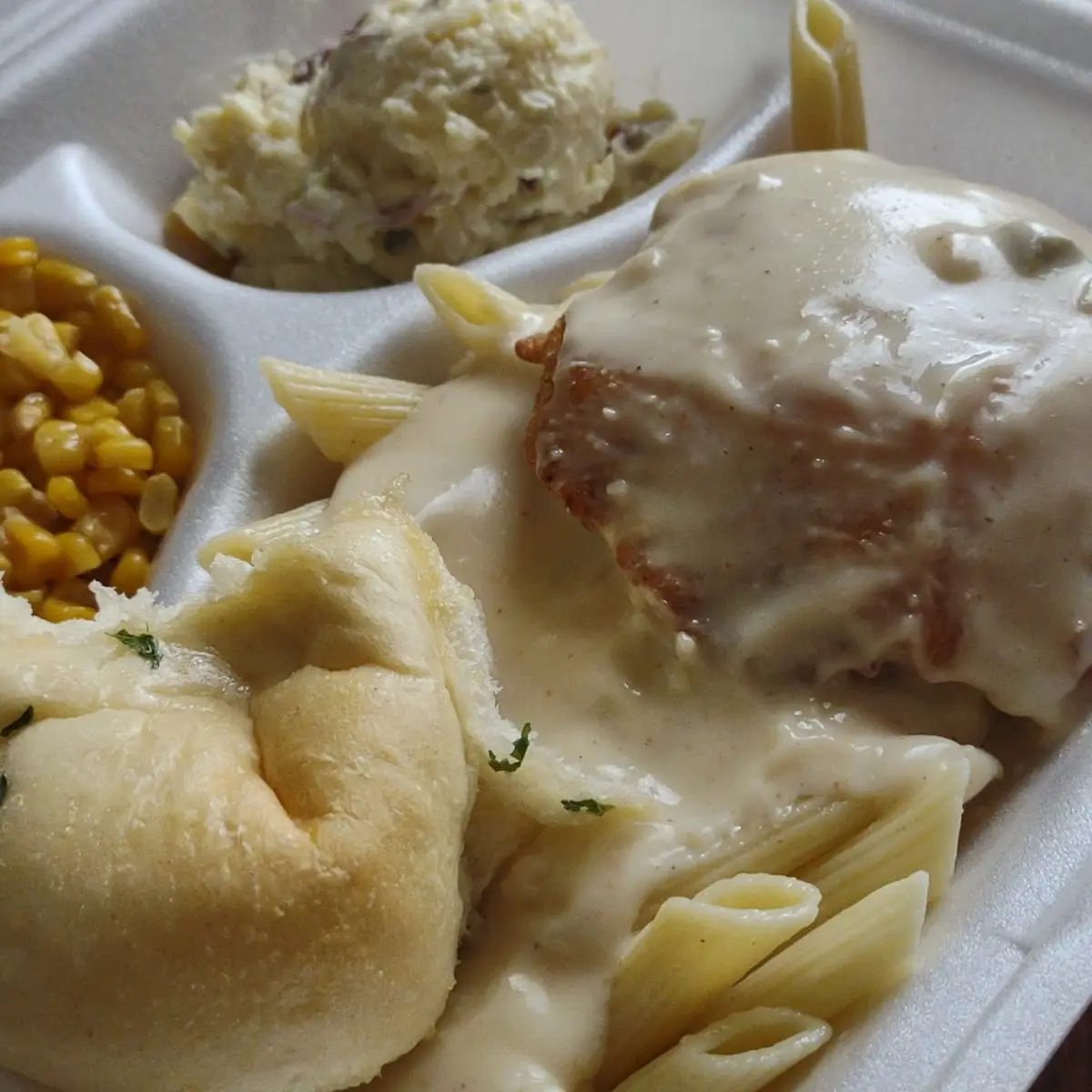 Crab Cake with Shrimp and Pasta Alfredo
