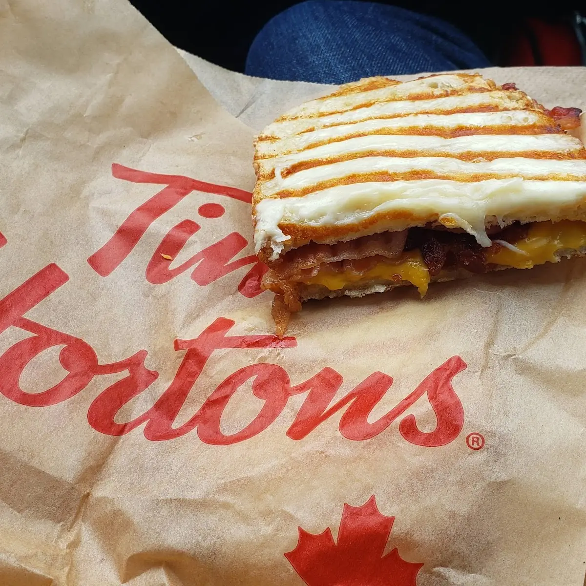 Half of a Bacon Cheddar Cheese Melt, Tim Hortons