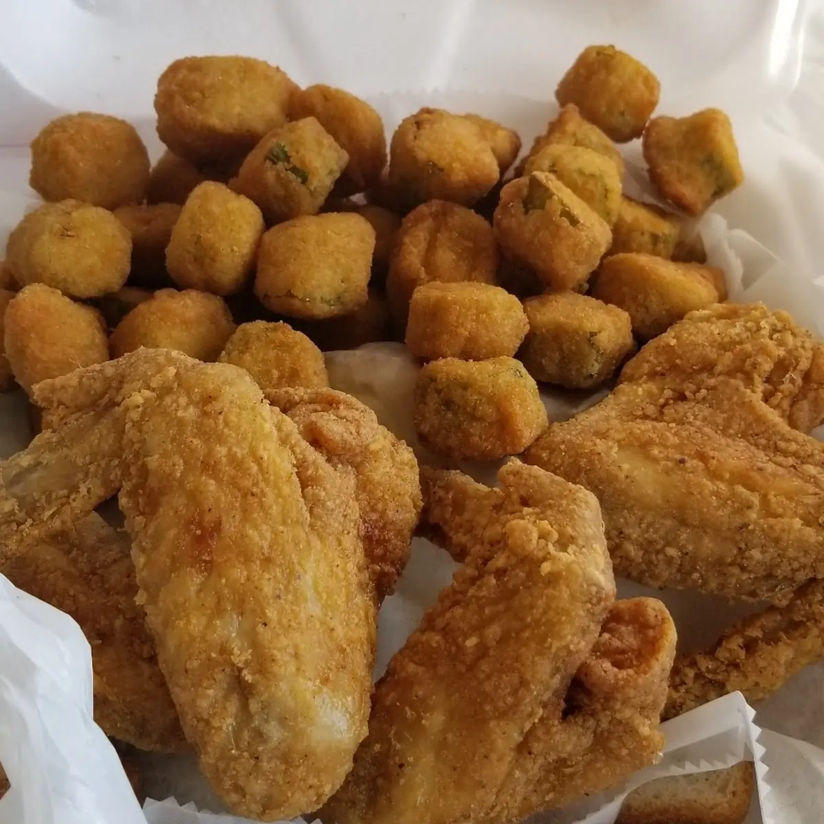 Fried Chicken Wings and Fried Okra