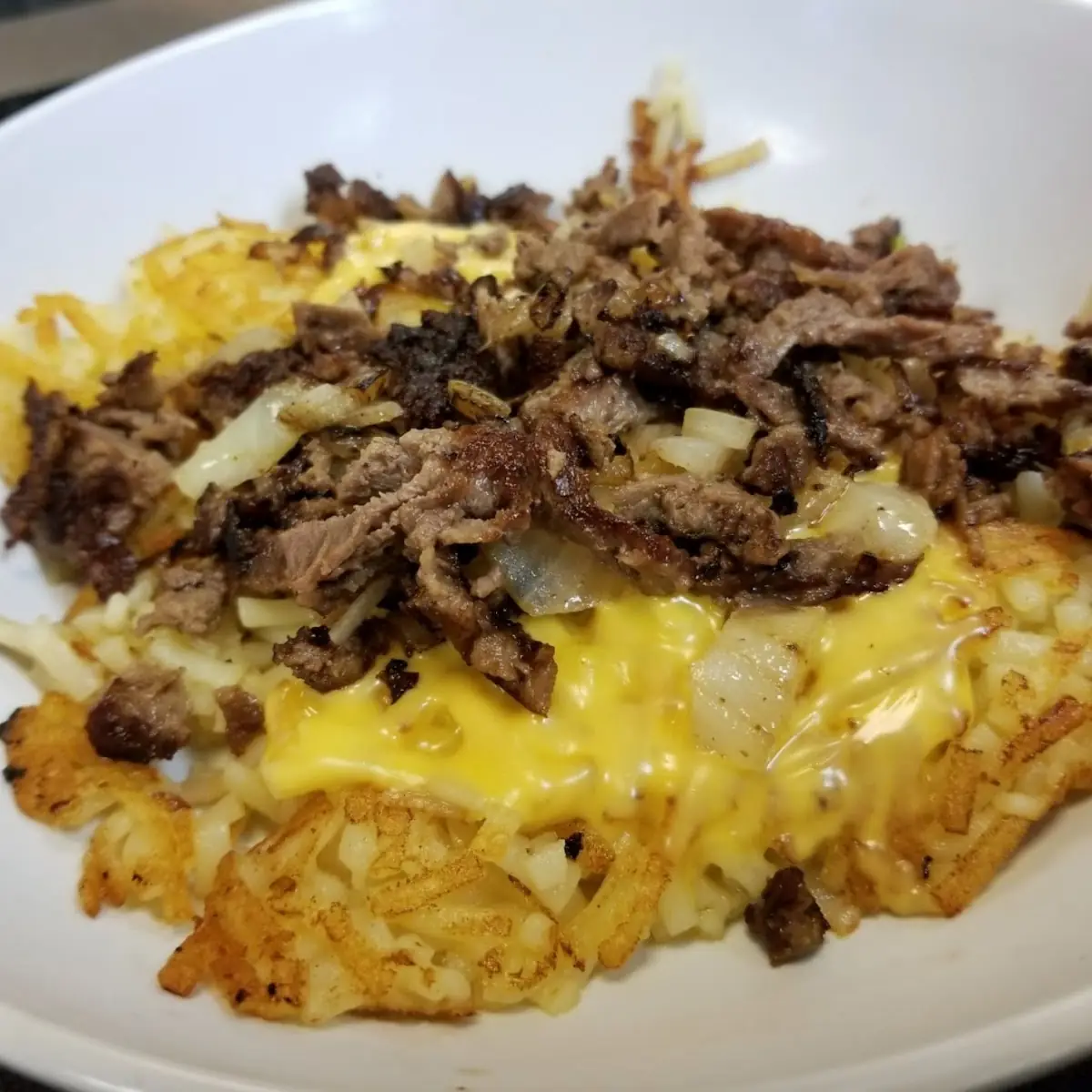 Cheesesteak Hash Browns Bowl