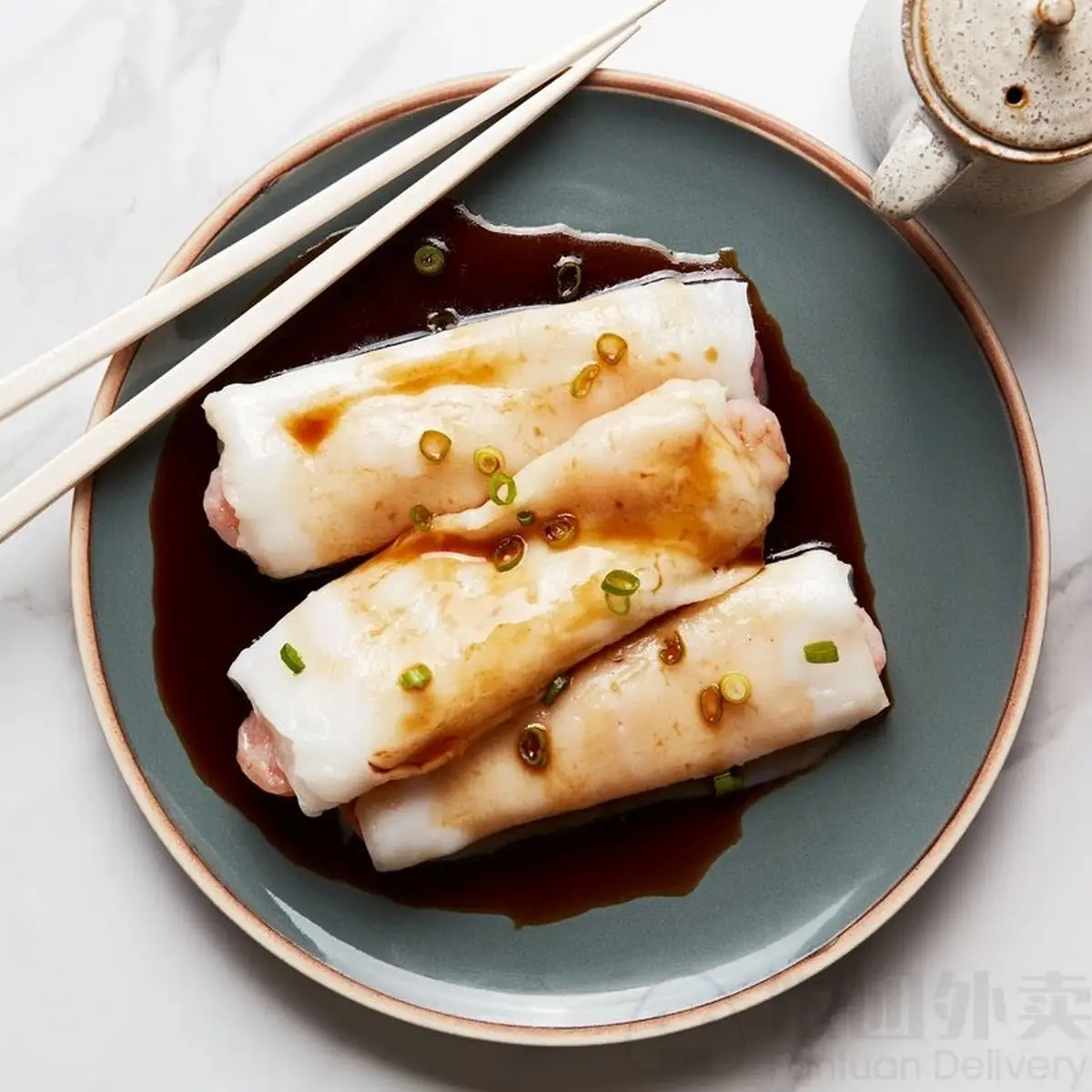 Rice Noodle Rolls with BBQ Pork Granule
