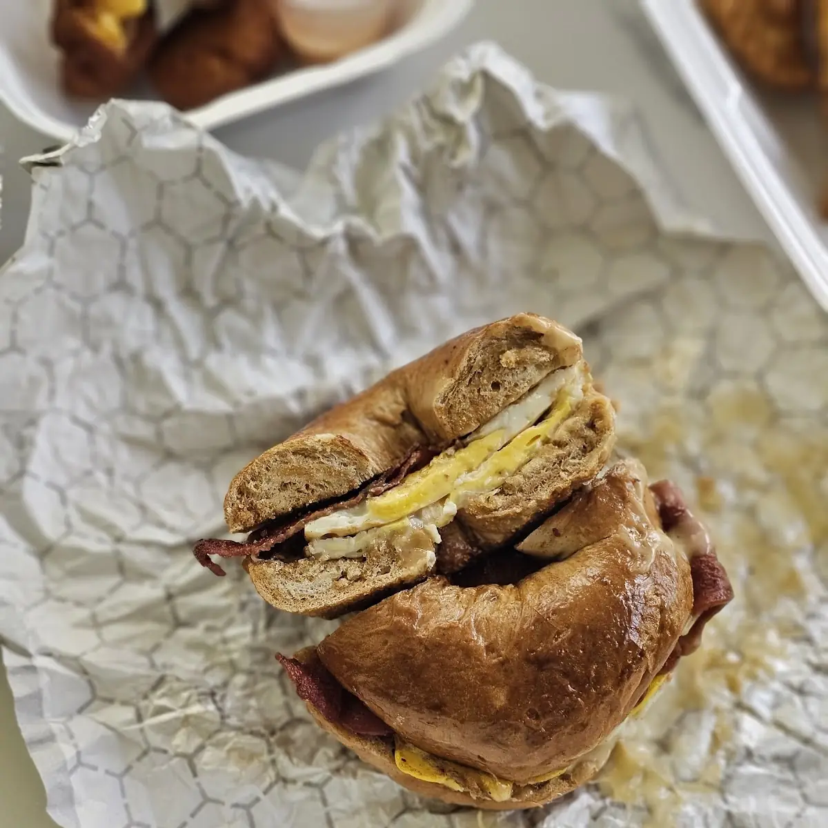 Sausage Egg and Cheese on Everything Bagel