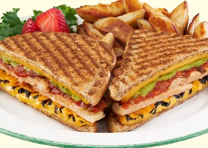Smoked Meat Panini with Potatoes 1080 Cals, Cora Breakfast and Lunch