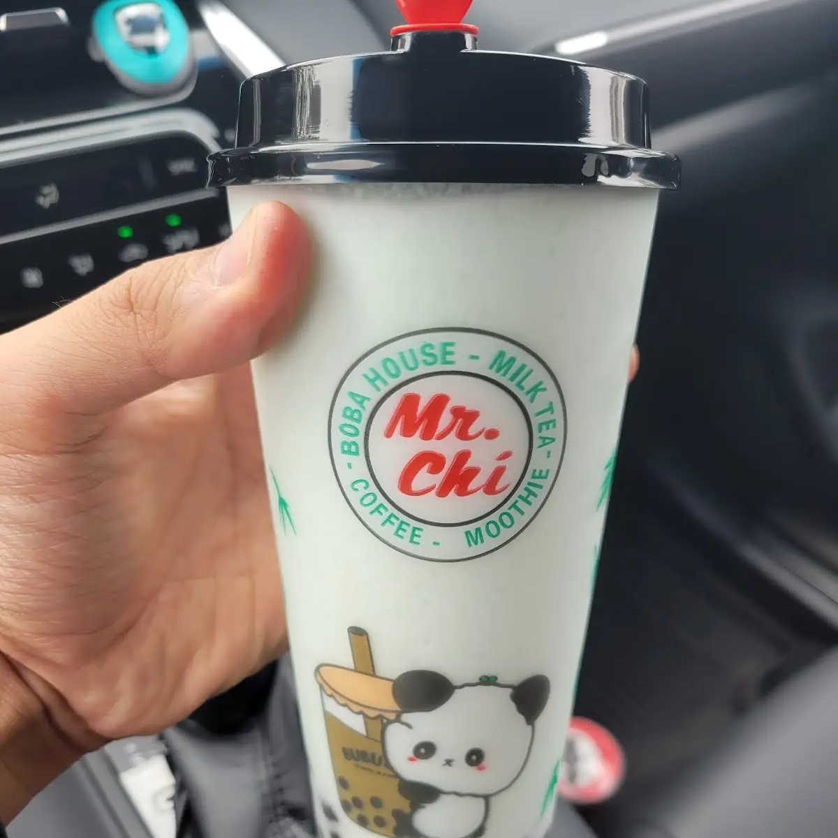 Panda Milk Cap I Milk Foam with Green Tea