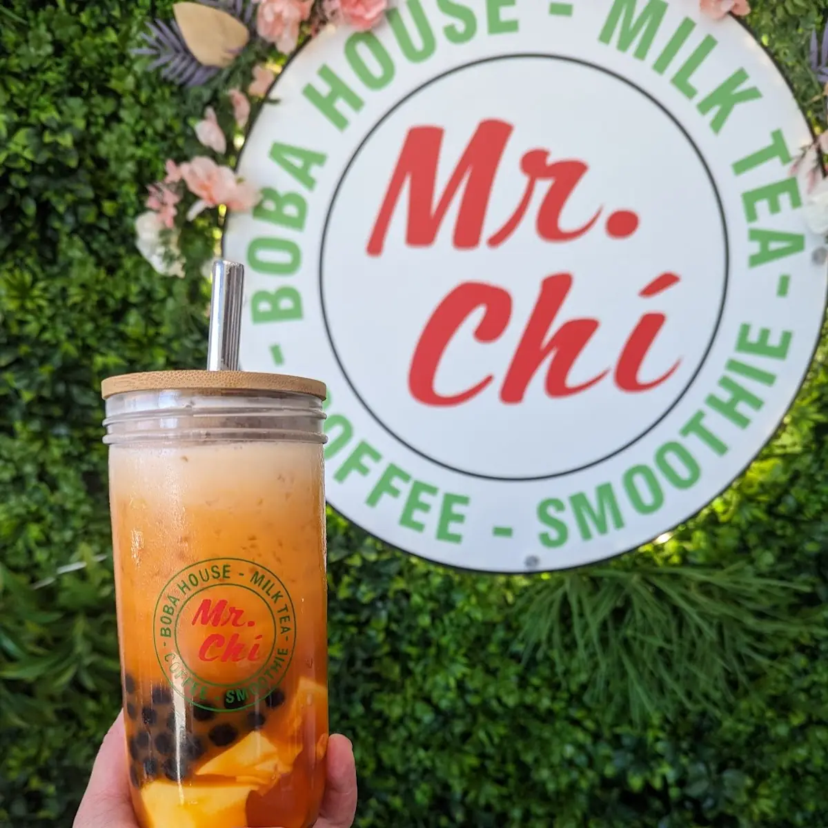 Thai Milk Tea with Egg Custard & Honey Boba