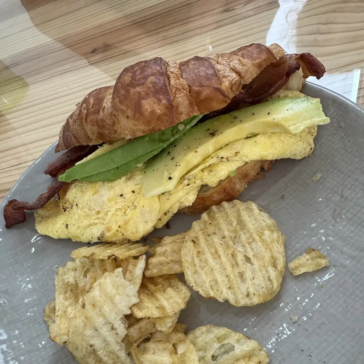 Croissant Bacon Egg and Avocado Sandwich