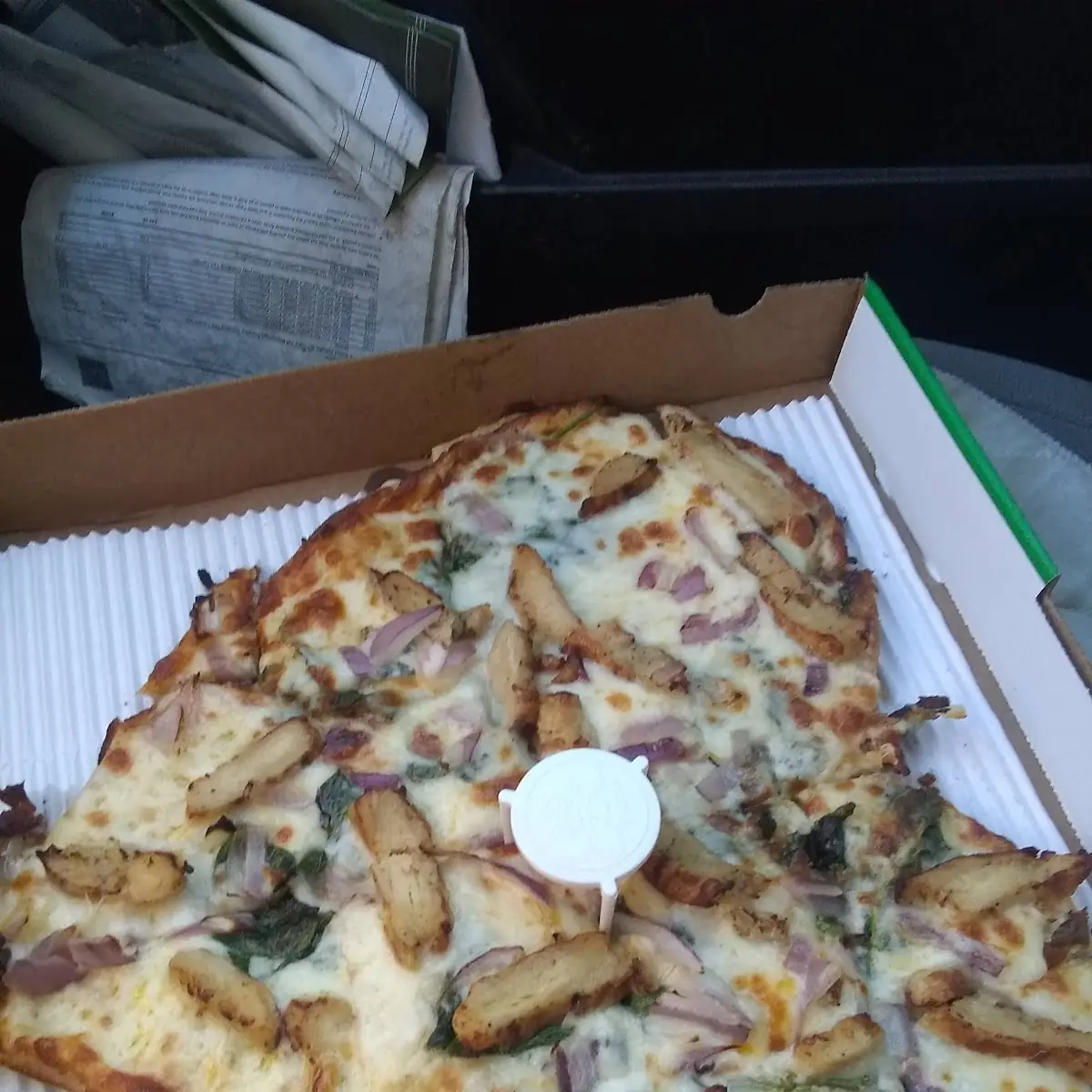 Chicken and Spinach White Pizza Heart Shaped for Valentine's Day
