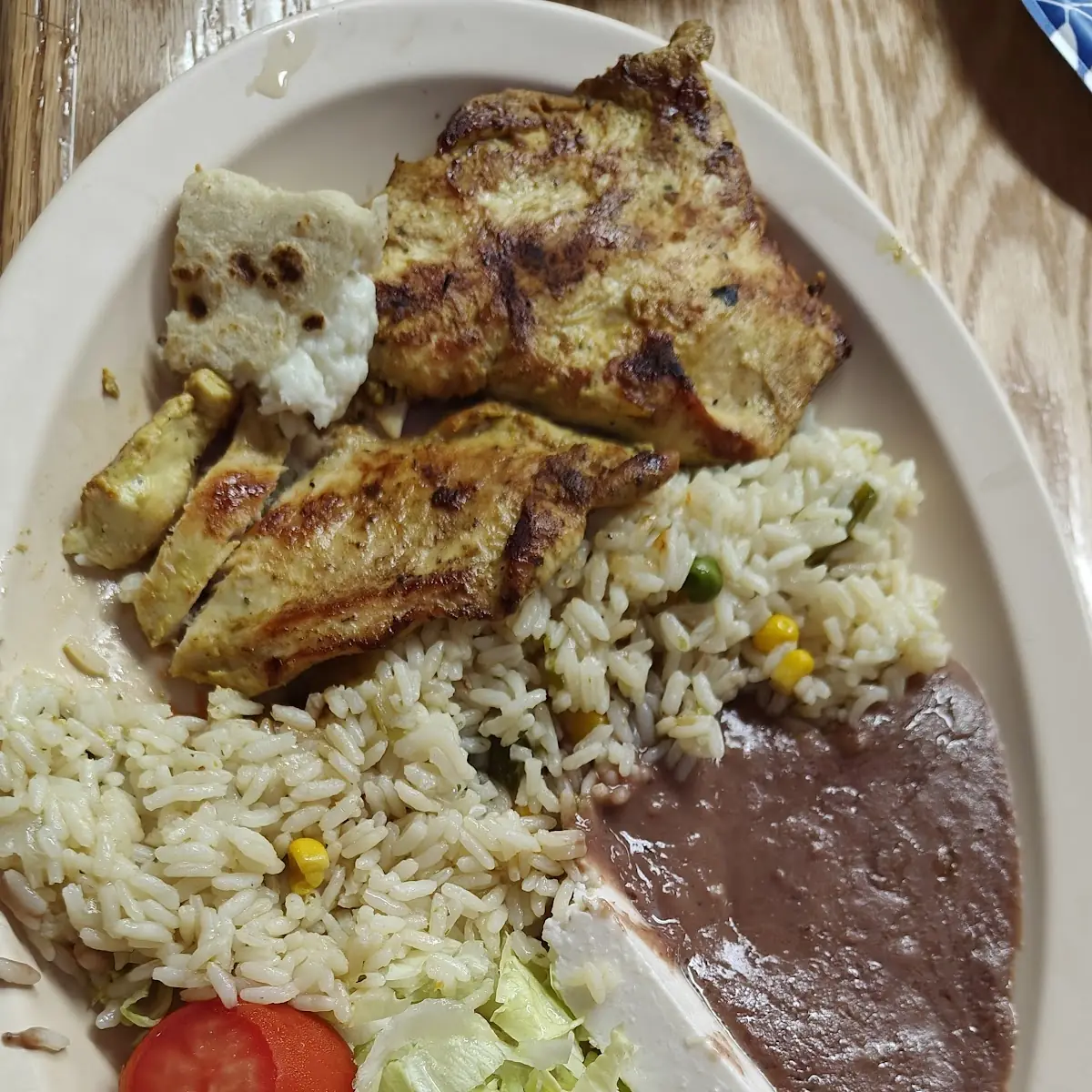 Grilled Chicken with Rice Beans & Salad
