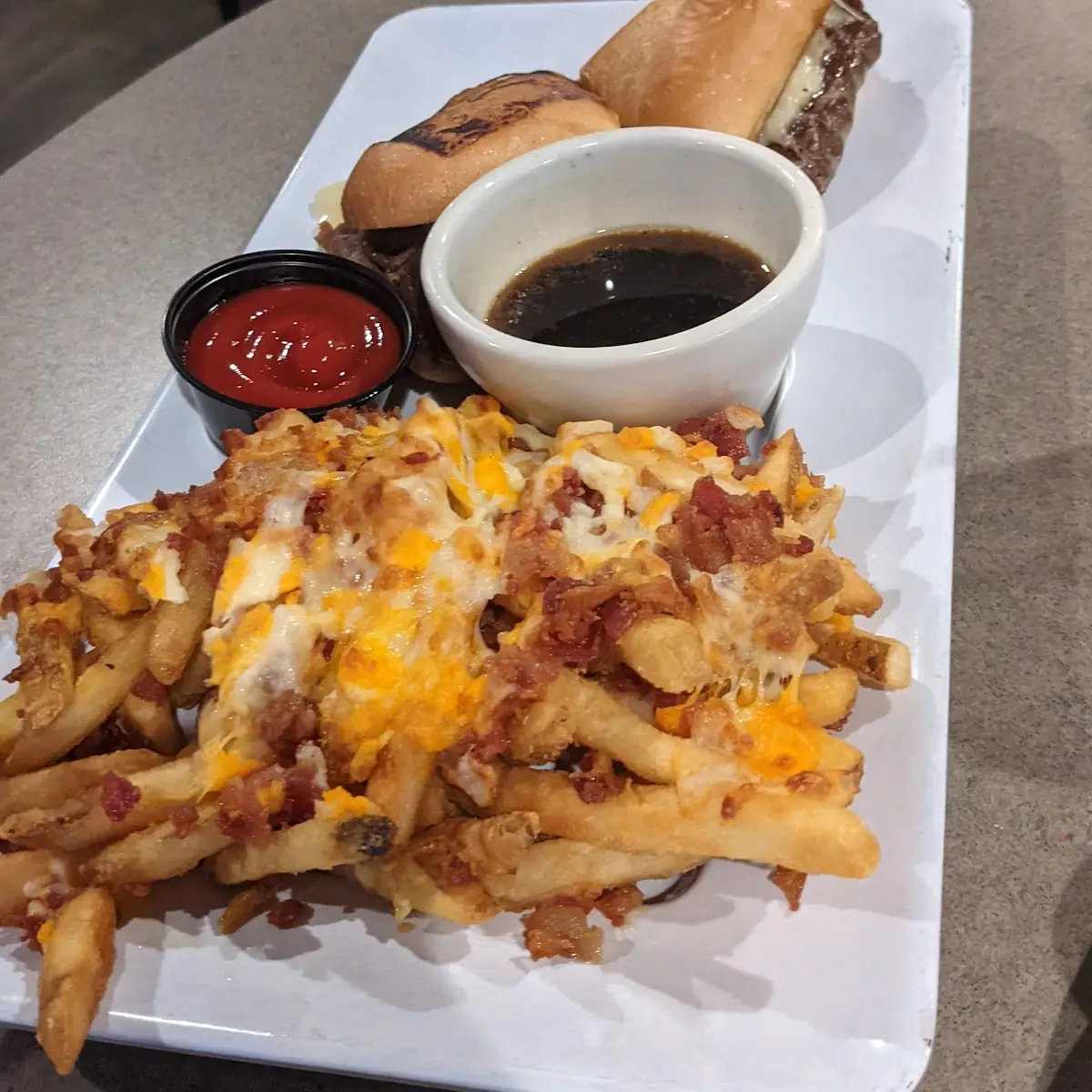 Philly Cheesesteak Sub and Loaded Fries