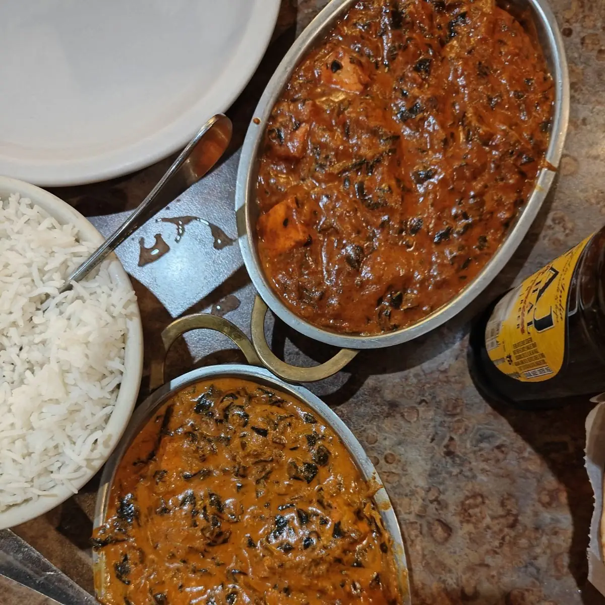Palak Paneer and Chicken Curry