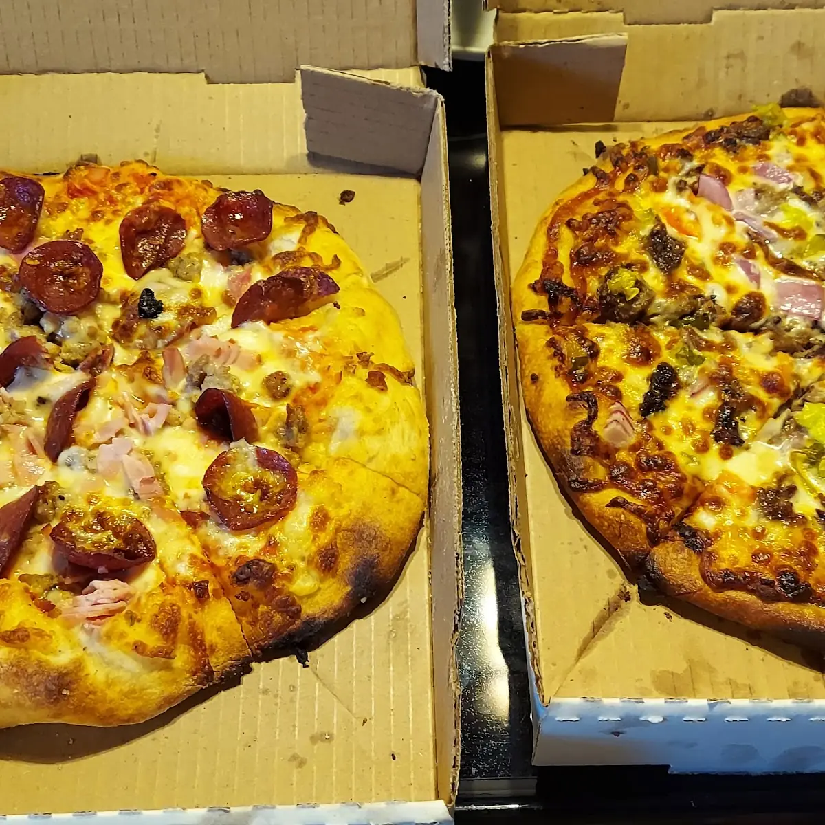 Meat Lovers Pizza & Brisket Pizza